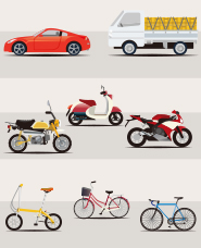 車とバイクのイラスト素材