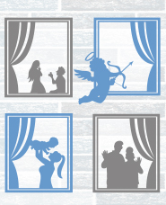 Silhouettes of meeting and parting