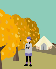 Autumn hiking illustration