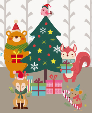 動物たちのクリスマスイラスト