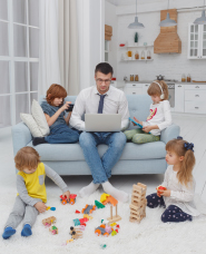 Photos of a three-child family