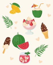 Summer food illustration collection