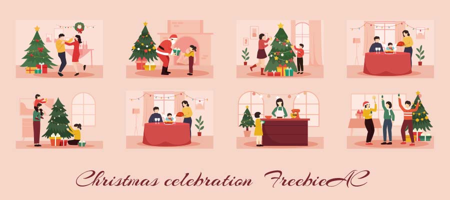 クリスマスの祝賀イラストコレクション